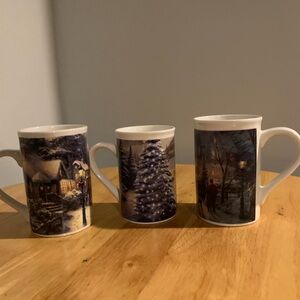 Three Vintage Thomas Kinkade Coffee Mugs 1992 1994 1998